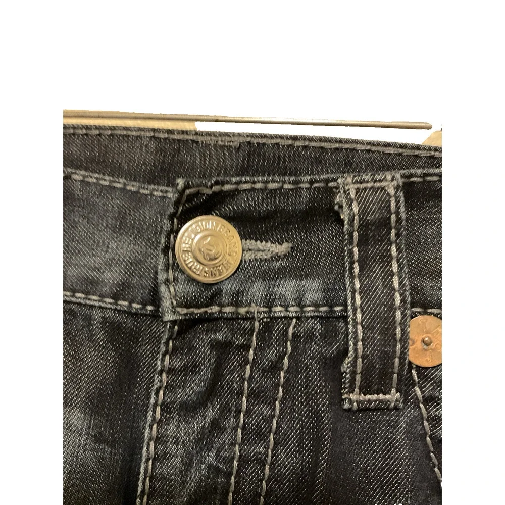 True Religion‎ Ricky Jeans Mens Seat 34 Big T Thick Stitch Blue